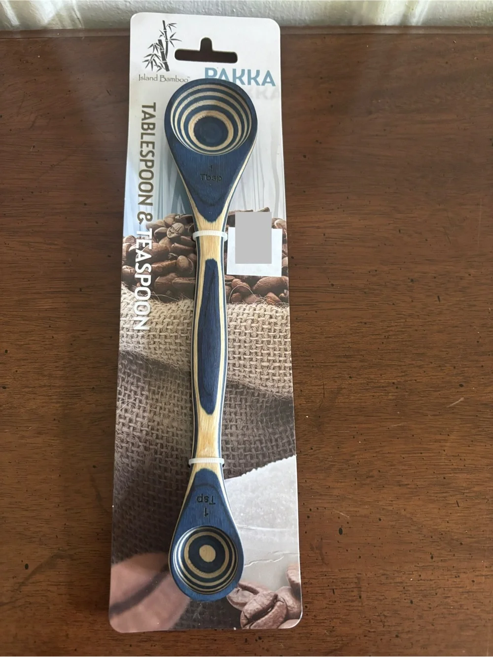 Blue and Natural Bamboo Double-Ended Tablespoon & Teaspoon